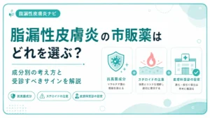 脂漏性皮膚炎の市販薬はどれを選ぶ？成分別の考え方と受診すべきサインを解説するアイキャッチ